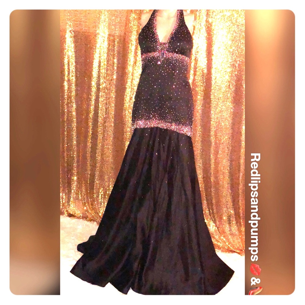 Beautiful Black and Fuchsia Silhouette Dress